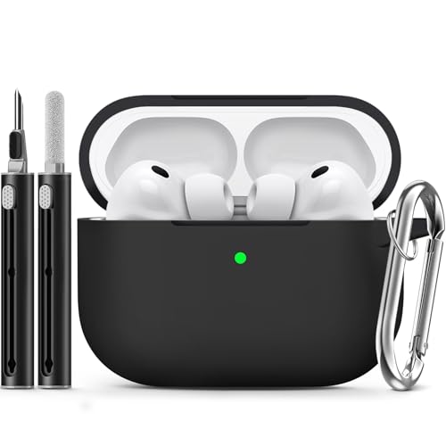 Ljusmicker for AirPods Pro 3 Case 2025 with Cleaner Kit,Black | Soft Silicone Protective Cover for Apple AirPod Pro 3rd Generation Case with Keychain for Women Men,Shockproof - color: A-Black