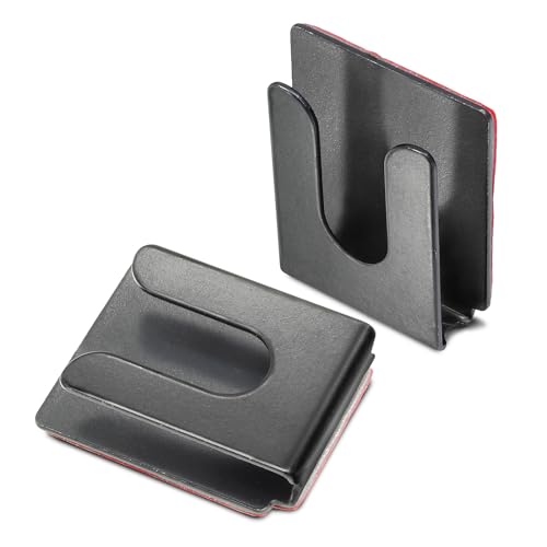 2PCS Black Radio Microphone Hanger, 36 x 30 x 10mm, Style1 | Adhesive Back, CB Microphone Holder, Metal Car Mic Hanger, For Cars Homes Offices - size: 36 x 30 x 10mm ,Style1