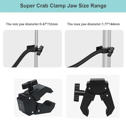 Gooseneck Microphone Stand, 19.69" Flexible Adjustable Arm with Super Crab Clamp Mic Clip, 3/8"-16 to 5/8"-27 Adapter Mount, Compatible with Shure/Fifine/AT2020/Pyle/Blue Snowball/Razer