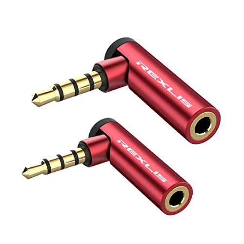 Alizone 90 Degree 3.5mm Male to Female Audio Adapter - OMTP to CTIA Earphone Audio Converter - Right Angle Adapter - 2 Pack - size: 2 Packs