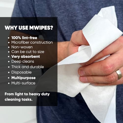 Mwipes Lint Free Cloth - 12" x 12" 500 Pack, Highly Absorbent Disposable Microfiber Wholesale Cleaning Cloths for Industrial, Medical, Staining, Cast Iron, Woodworking, Makeup, Nail Polish - style: 12x12 – Pack of 500