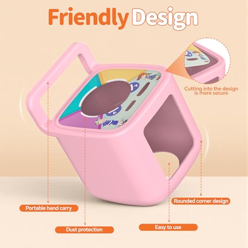 Silicone Protective Cover for Toniebox 2 Audio Player, Shockproof Anti Slip Silicone Case with Handle, Soft Easy Grip Cover, Easy to Clean Durable Sleeve (Pink) - color: Pink
