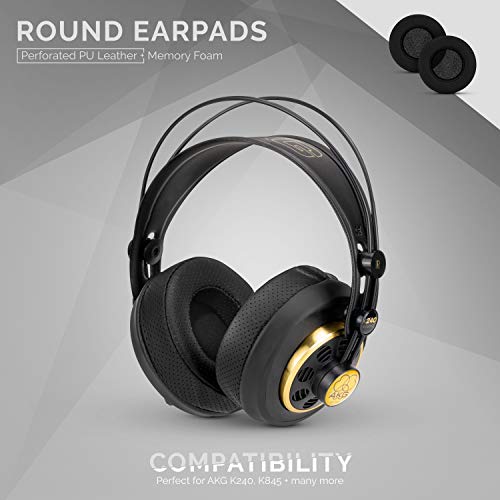 Brainwavz Round Memory Foam Earpads - Suitable Many Large Headphones - SteelSeries, HD668B, ATH, AKG K553, HifiMan, ATH, Philips, Fostex, Sony Ear Pad & More (Perforated Black) - color: Black