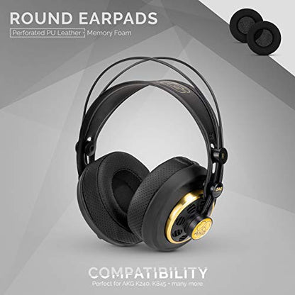Brainwavz Round Memory Foam Earpads - Suitable Many Large Headphones - SteelSeries, HD668B, ATH, AKG K553, HifiMan, ATH, Philips, Fostex, Sony Ear Pad & More (Perforated Black) - color: Black