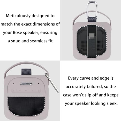 for Bose New SoundLink Micro 2nd Gen Portable Speaker Silicone Case, White | 1:1 Molded Fit, Shock Absorption, Metal Carabiner, Flexible Carry Handle, Anti-Slip Texture, Elastic Recovery - color: White Case