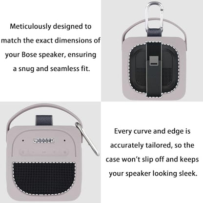 for Bose New SoundLink Micro 2nd Gen Portable Speaker Silicone Case, White | 1:1 Molded Fit, Shock Absorption, Metal Carabiner, Flexible Carry Handle, Anti-Slip Texture, Elastic Recovery - color: White Case