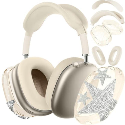 [4 in 1] Cases Cover for AirPods Max 2/1 (2026/2024/2020) Ear Pad Case/Headband Cover/Ear Cups for Apple AirPods Max (Bling Star Light Star) - color: Bling Star Light Star