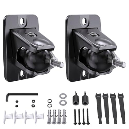 Universal Rear Speaker Wall Mount with Keyhole and 1/4"-20 4mm & 5mm Thread, 11 lbs Capacity, Surround Sound Satellite Speaker Ceiling Bracket for Samsung Q990D, Q990F, Roku, Sony , 360° Adjustable - color: Black