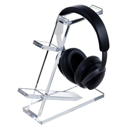 MyGift Premium 10mm Thick Clear Acrylic Gaming Headphone Headset Stand with 2 Controller Holder, Tabletop Universal Storage Rack for Game Accessories - color: Clear Acrylic