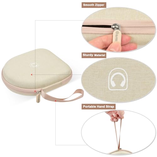 casmilee Hard Shell Headphone Case for Sony WH-CH520 and WH-1000XM4 - color: Beige