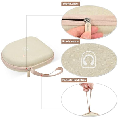 casmilee Hard Shell Headphone Case for Sony WH-CH520 and WH-1000XM4 - color: Beige