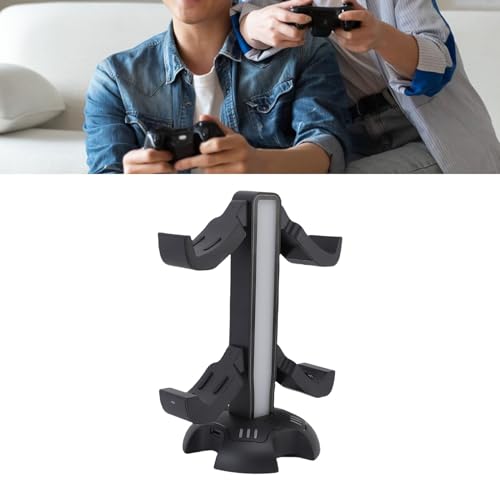Gaming Headphone Stand with Controller Charger Holder, 2 Charging Docks RGB Light Modes, Earphone Hanger Accessories for Desktop, Headset Stand with USB Ports Fast Charging