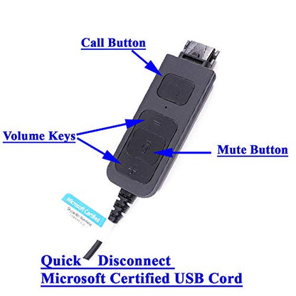 INNOTALK Professional Computer Phone USB Voice Tube Microphone Headset for Teams, Zoom and More - Call ON/Off and Volume Control, Mute in-Line Control