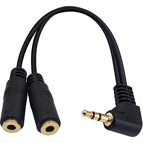 Poyiccot Headphone Splitter, 3.5mm Audio Y Cable Male to Dual Female Adapter, 90 Degree Dual 3.5mm Headphone Splitter for PS4, PS5, Xbox, PC Gaming Headsets, Phone, Tablet, Laptop