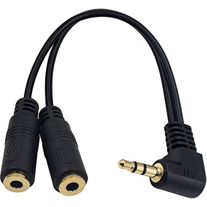 Poyiccot Headphone Splitter, 3.5mm Audio Y Cable Male to Dual Female Adapter, 90 Degree Dual 3.5mm Headphone Splitter for PS4, PS5, Xbox, PC Gaming Headsets, Phone, Tablet, Laptop