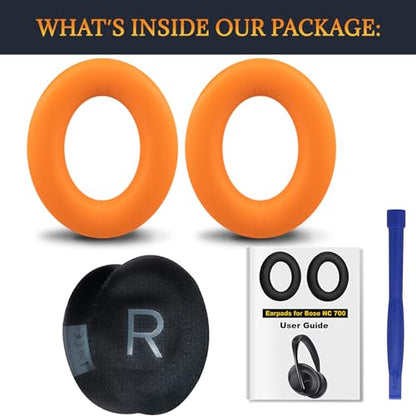 SOULWIT Replacement Earpads for Bose 700 (NC700) Wireless Headphones, Ear Pads Cushions with Softer Protein Leather, High-Density Noise Cancelling Foam, Added Thickness - Orange - color: Orange