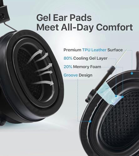 AM FM Radio Hearing Protection Earmuff, Bluetooth 5.4, 30SNR | Rechargeable Hearing Protectors with Gel Earpads, Headphones for Lawn Mowing, Construction, Chainsaw, Landscaping - color: Am/Fm+ Bluetooth-black