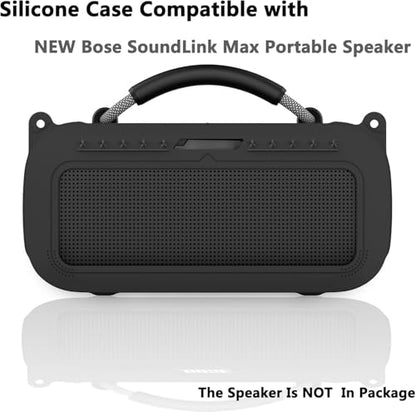 JCHPINE Silicone Cover and Carrying Case for Bose SoundLink Max Speaker | Protective Cases for SoundLink Max Speaker Accessories, Soft Silicone Cover and Hard Case with Shoulder Strap (Black) - color: Black Case