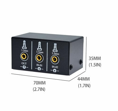 1/8" 1 in 2 Out or 2 in 1 Out Audio selector 3.5 mm TRS Stereo Channel 2 Splitter switcher Box Switching No External Power No Noise - size: 2way-3.5mm