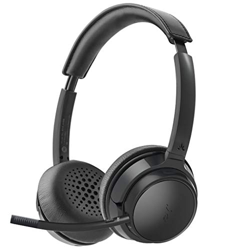 Avantree AH6B - Bluetooth On Ear Headphones with Detachable Mic for Work in Office or at Home, Premium Sound, 22 Hrs Playtime, Soft Padding, Lightweight, Wireless & Wired for Phone PC Laptop, Black