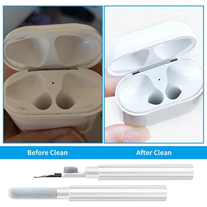 Cleaner Kit for AirPods 1 2 3 Cleaning Tool for Removing Ear Wax/Dirt/Gunk | Included Metal Tip, Soft Brush & Flocking Sponge to Clean Wireless Earbuds, Charging Case, iPhone, Keyboard & Electronics