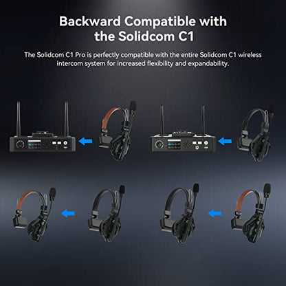 Hollyland Solidcom C1 PRO 5-Person Noise Cancelling Wireless Intercom Headset System w/HUB, 1100ft Full-Duplex 1.9GHz AB Group PTT Mute Expandable Comm Headset for Church Drone TV Film（G-Mount） - size: 4 Set HUB