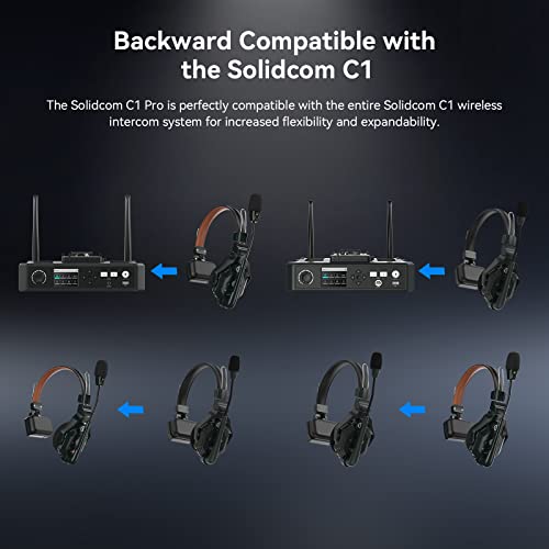 Hollyland Solidcom C1 PRO 9-Users Wireless Headset Intercom System ENC Noise Cancellation with Base Station, 1.9GHz Full-Duplex Team Communication with AB Grouping Cloud Meeting Announcement - size: 9 Set HUB