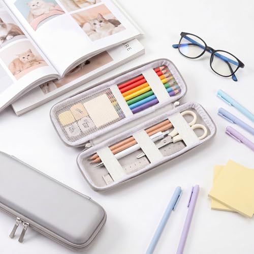 Mudder Hard Shell Slim Pencil Case Small Pen Bag Stylus Case Holder EVA Waterproof Pocket Protectors Organizer for Fountain Pen Headphones Traveller Adults(Gray) - color: Gray
