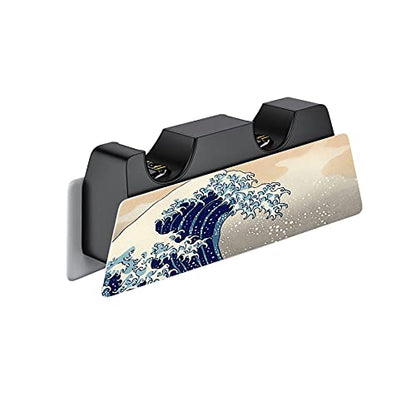 PlayVital for PS5 Skin Disc Edition, Full Protective Vinyl Sticker Decal for PS5 Disk Console, Controller, Dock, Headset & Remote - No Residue, Scratch-Resistant, Great Wave Dual Side - color: Great Wave Dual Side