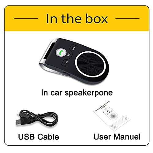 Bluetooth 5.0 Speaker for Car, Handsfree Cell Phone Car Kit | Support Siri Google Voice Assistant, Built in Microphone&3W Speaker for Handsfree Calls, GPS, Music