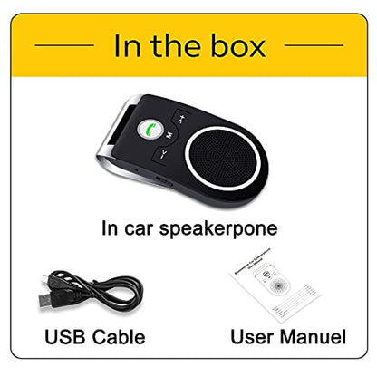 Bluetooth 5.0 Speaker for Car, Handsfree Cell Phone Car Kit | Support Siri Google Voice Assistant, Built in Microphone&3W Speaker for Handsfree Calls, GPS, Music
