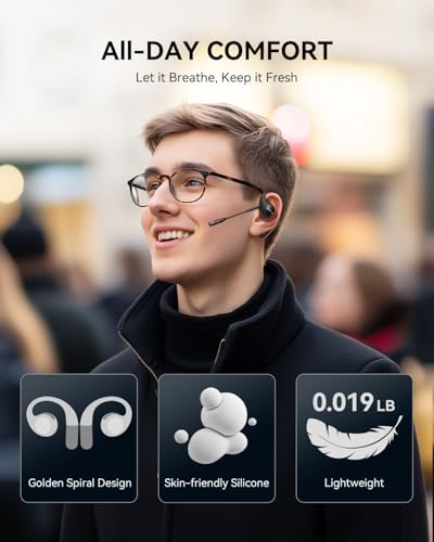 EMEET Airflow Open Ear Headphones with Mic, Zoom Certified, True Wireless Headsets with Detachable Microphone, ENC+VoiceCore 2.0 Noise Cancelling, Bluetooth 5.3, Multi-Point, Wireless Earbuds for Work - style: AirFlow Zoom