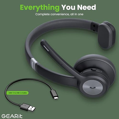 GEARit Wireless Bluetooth Headset with Mic - 35 Hrs Talk Time - for Trucker, w/Noise Cancelling Microphone & Mute Button - Easy to Set Up Wireless for Work, Phone Calls, Homes, Offices - size: MONO Headset w/ 35 Hrs Talk Time