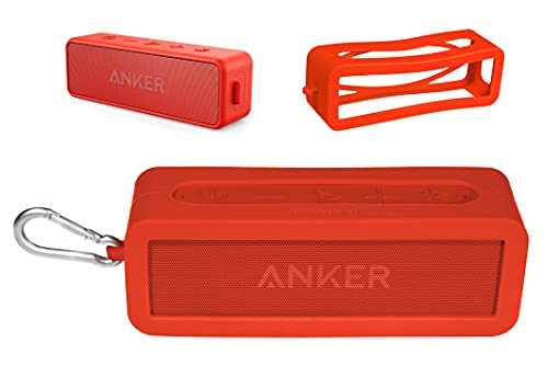 Silicone Cover Skin for Anker Soundcore 2, SoundCore 2 12 W Portable Bluetooth Speaker, by Alltravel, Full 6 Directions Protection, Customized Skin with Color and Shape Matching - color: Red