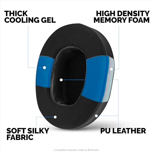 Hybrid Earpads for Skullcandy Crusher Wireless, Hesh 3/ANC/EVO, Venue ANC & More. Cooling Gel Gaming Cushions with Super Soft Fabric & Thick Memory Foam - By Brainwavz