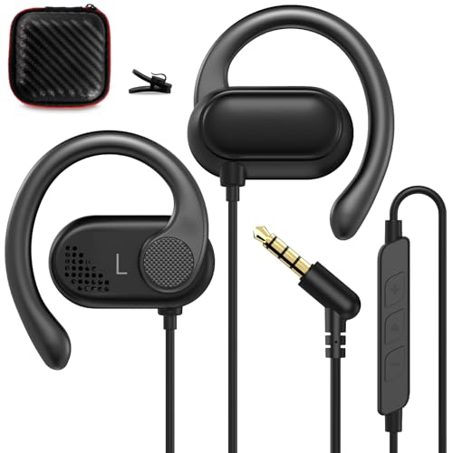 ASKUBSKU Open Ear Headphones Wired for Laptop PC, 3.5mm Earphones with Mic | Workout Sport Gym Over-Ear Wired Earbuds with Ear Hook for iPhone 5 6s Plus for Galay A25 A15 A14 A03s A23 A52