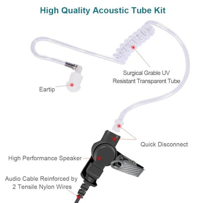 2 Wire Acoustic Tube Earpiece Mic Compatible for Motorola Walkie Talkies | Compatible with Motorola XTS 1500 XTS 2500 XTS 3000 XTS 3500 XTS 5000 XTS 5000R HT 1000 JT 1000 MTX 9000 MTS 2000 GP 9000