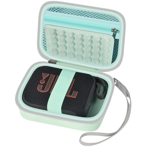 Case for JBL Go 4/5/3 Bluetooth Speaker, Hard EVA, Case Only | Water-resistant exterior, mesh pocket and elastic strap organize charging cables for beach, camping and daily travel - Green - color: Green