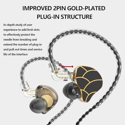 In Ear Monitor Headphones Dual Magnetic Dynamic Driver IEM with Mic, Black | Hybrid Banlance Armature with Dynamic in Ear Headphones IEM Earphones Gaming Earbuds - color: H818-Black with Mic
