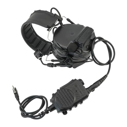 Tubeless 3.5mm Earpiece+PTT Hand Speaker Mic Kit w/ 2Pin K Plug,7.0mm Tactical Headset Jack for Clear Communication (Speaker Mic + Earpiece, Black) - color: Black, style: Speaker Mic + Earpiece