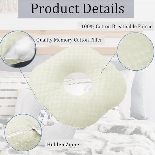 Ear Piercing Pillow with Hole for Cartilage Piercings, CNH Support - color: Cream