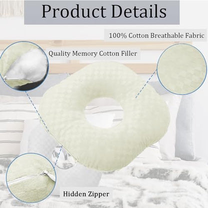 Ear Piercing Pillow with Hole for Cartilage Piercings, CNH Support - color: Cream