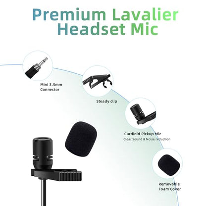 Lapel Wireless Microphone System with Headset & Lavalier Mics, 4 Channel UHF Metal Receiver with 2 Handheld Microphones & 2 Bodypacks, 300ft Range for Singing, Church, Karaoke, Wedding
