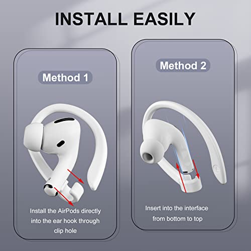 2 Pairs AirPods Ear Hooks for AirPods Pro 2 Pro, 4 3 2 1, White | Upgraded Anti Slip Sports Clip Hooks - color: White