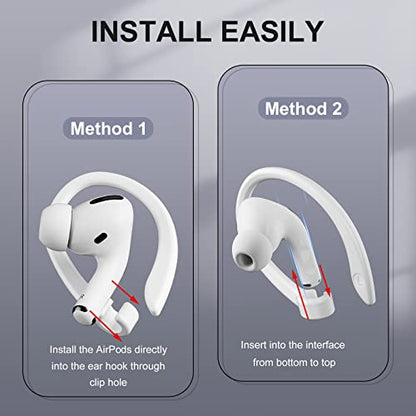 2 Pairs AirPods Ear Hooks for AirPods Pro 2 Pro, 4 3 2 1, White | Upgraded Anti Slip Sports Clip Hooks - color: White