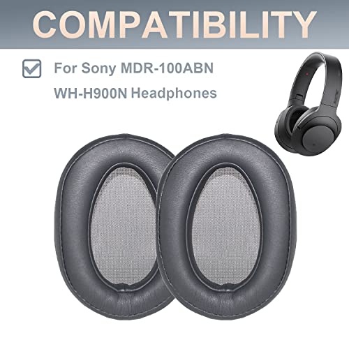 WH-H900N Replacement Ear Pads Protein PU Leather Ear Cushion Compatible with Sony WH-H900N and MDR-100ABN Headphones (Dark Grey) - color: Dark Grey