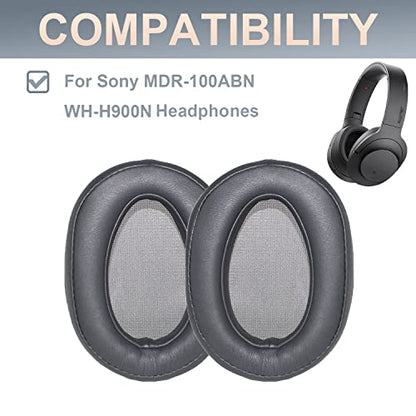 WH-H900N Replacement Ear Pads Protein PU Leather Ear Cushion Compatible with Sony WH-H900N and MDR-100ABN Headphones (Dark Grey) - color: Dark Grey