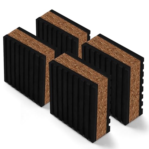Cork Soundproofing Mats and Vinyl Record Soundproofing Feet, 2” x 2” x 7/8” Dimensions for Turntable Amplifiers Subwoofers Record Players Vibration Isolation and Noise Reduction (4-Pack)