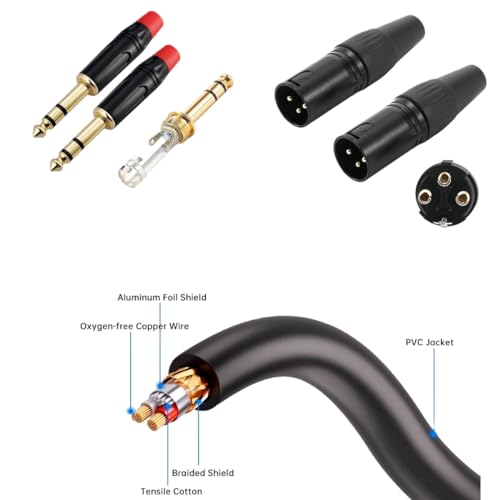 1/4 TRS to XLR Male Cable 2 Pack 3ft Gold Plated