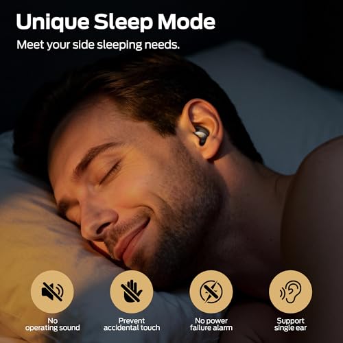 Monster Sleep Ear100 Ear Buds, Sleep Headphones with Stereo Sound, Design for Side Sleeper, 32H Playtime, Bluetooth 6.0, ENC Noise Cancelling, IPX6 Waterproof Mini Earbuds, Black